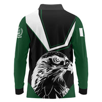 Pakistan Emblem Long Sleeve Polo Shirt Eagle-Shaped Design with National Symbol