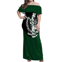 Pakistan Emblem Off Shoulder Maxi Dress Eagle-Shaped Design with National Symbol