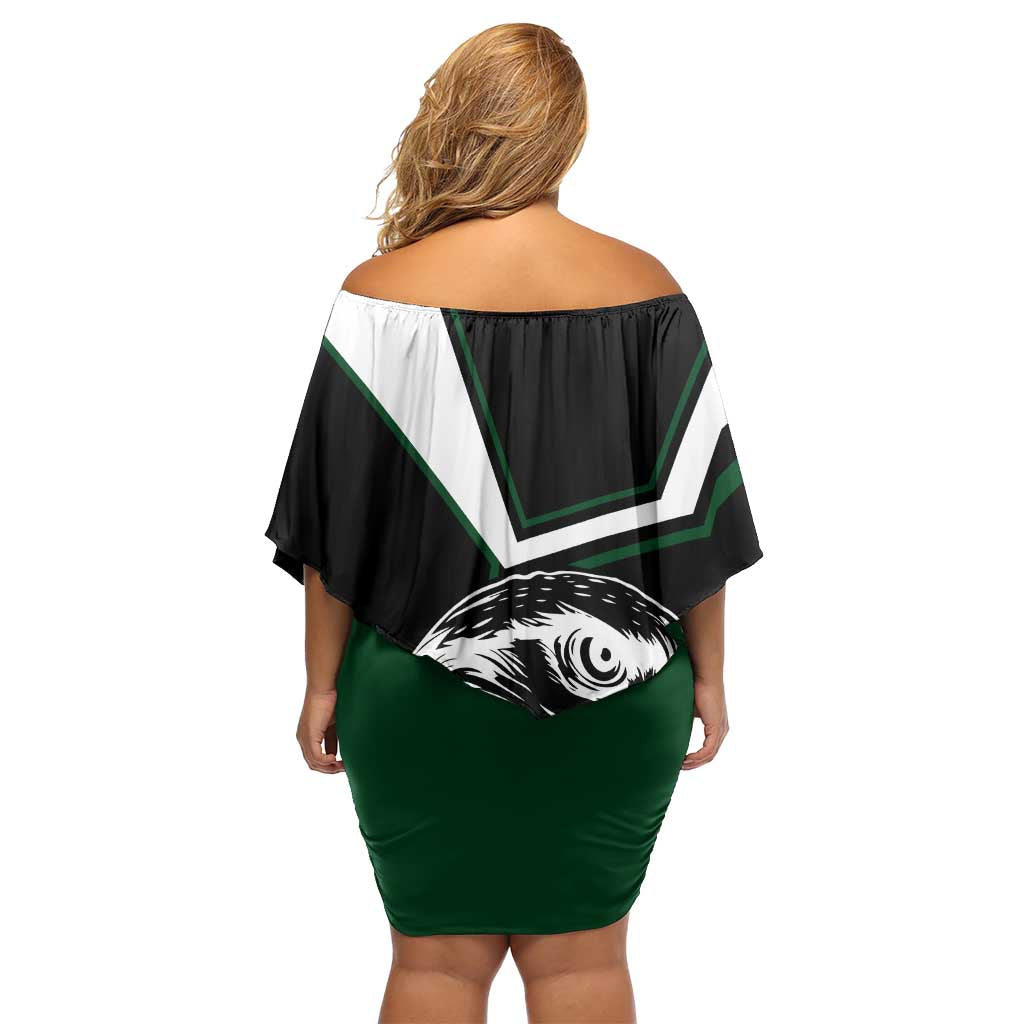 Pakistan Emblem Off Shoulder Short Dress Eagle-Shaped Design with National Symbol