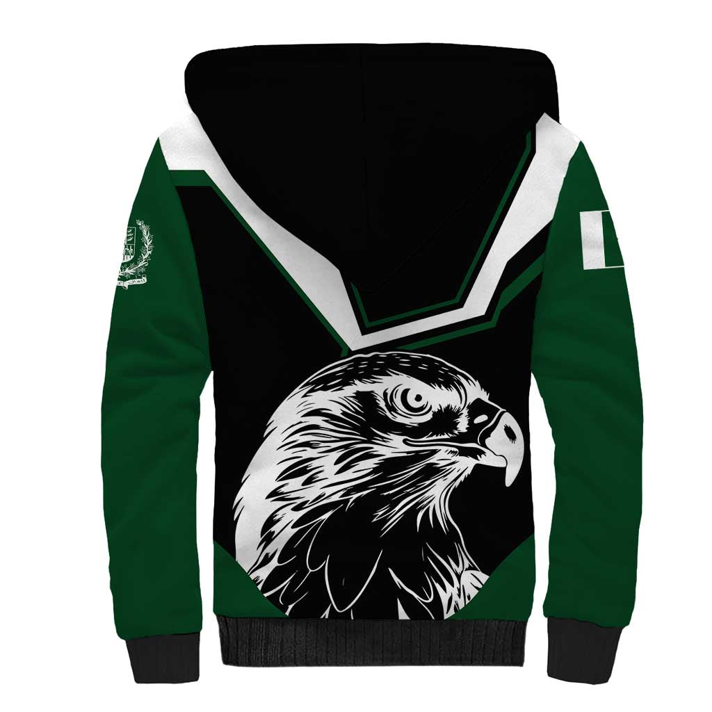 Pakistan Emblem Sherpa Hoodie Eagle-Shaped Design with National Symbol