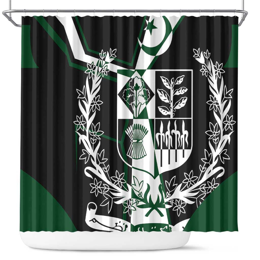 Pakistan Emblem Shower Curtain Eagle-Shaped Design with National Symbol