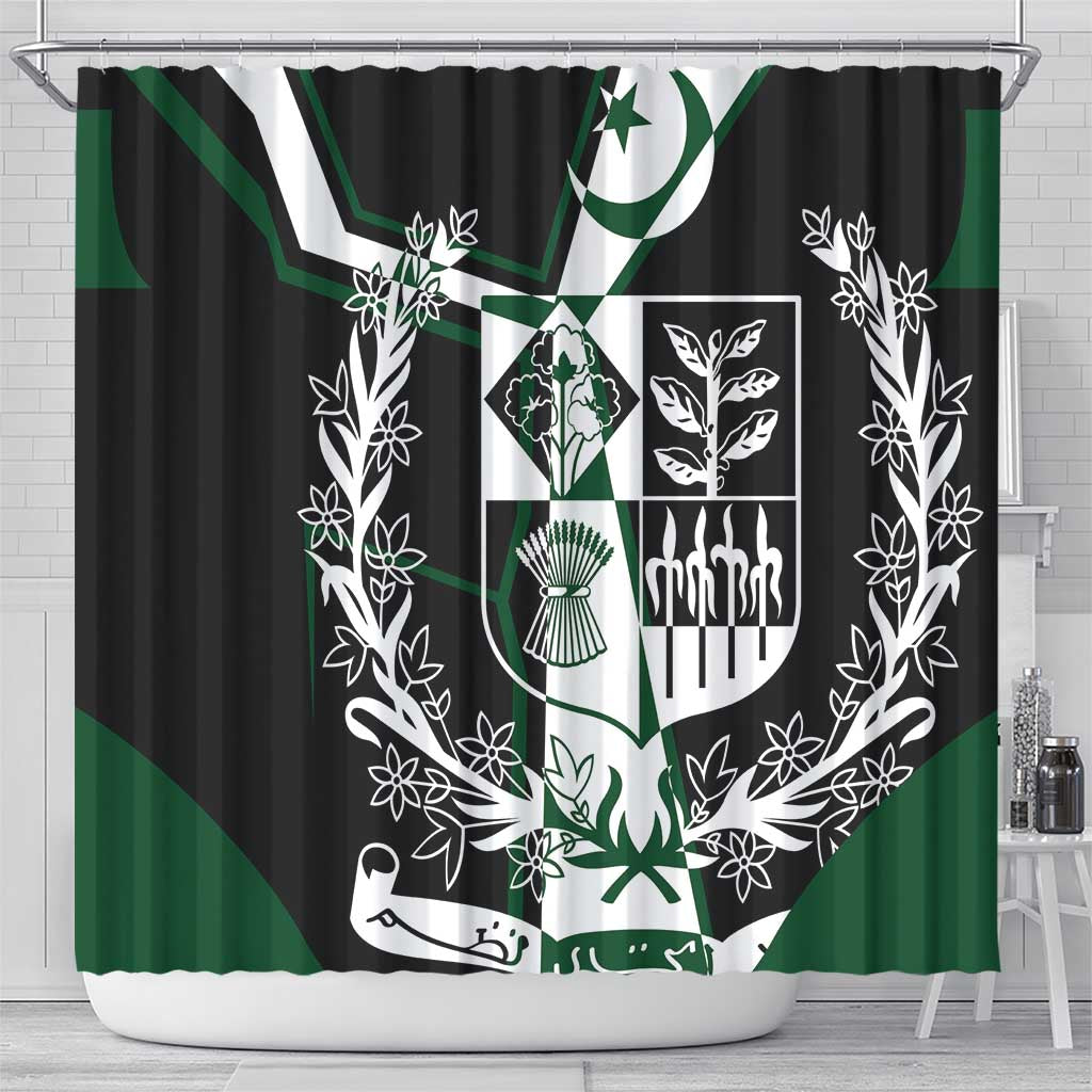 Pakistan Emblem Shower Curtain Eagle-Shaped Design with National Symbol