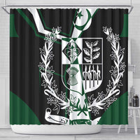 Pakistan Emblem Shower Curtain Eagle-Shaped Design with National Symbol
