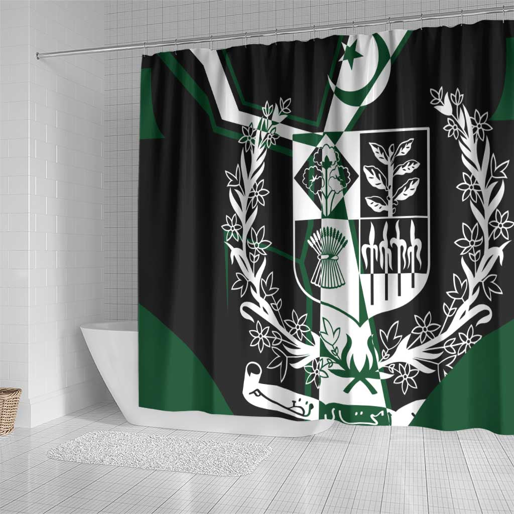 Pakistan Emblem Shower Curtain Eagle-Shaped Design with National Symbol