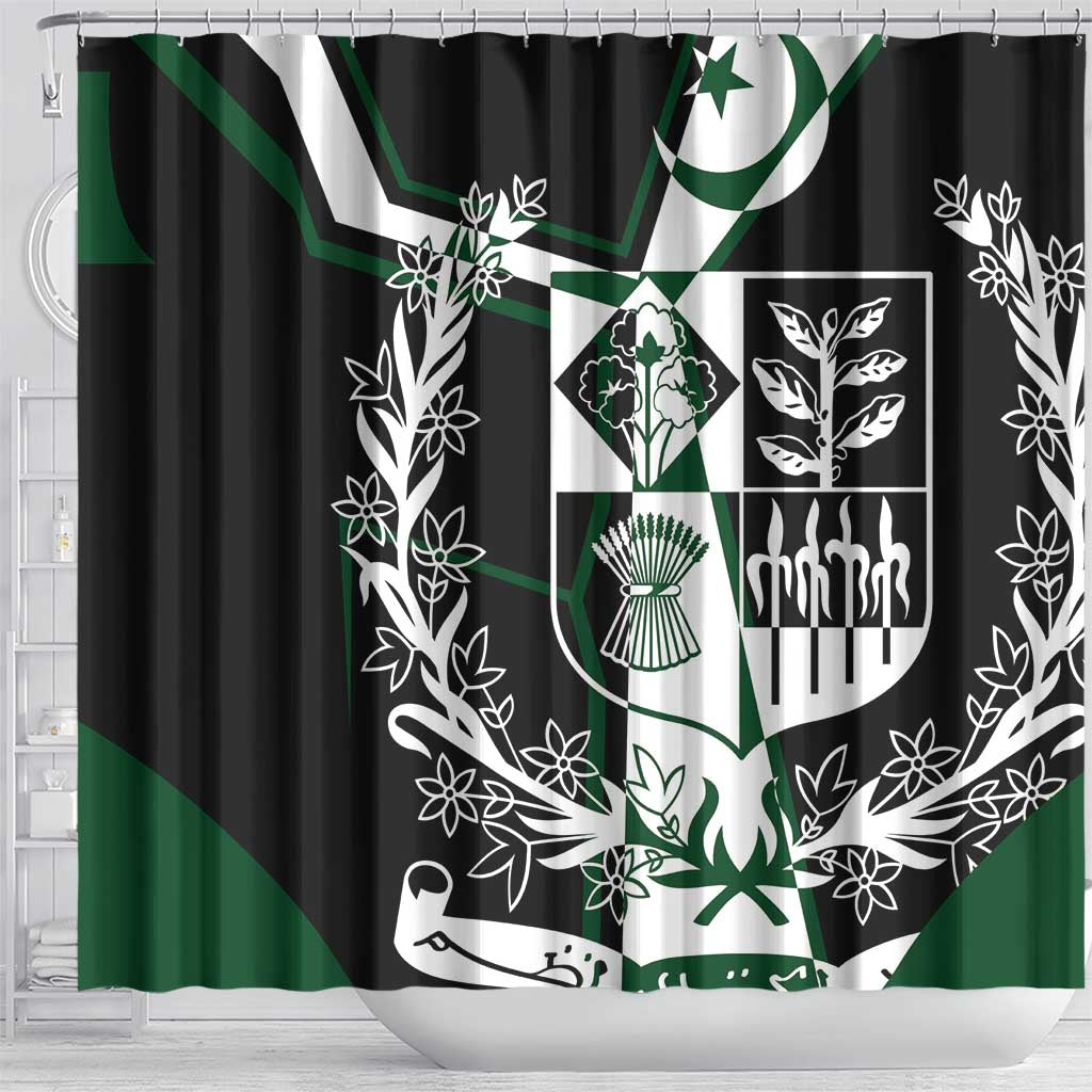 Pakistan Emblem Shower Curtain Eagle-Shaped Design with National Symbol