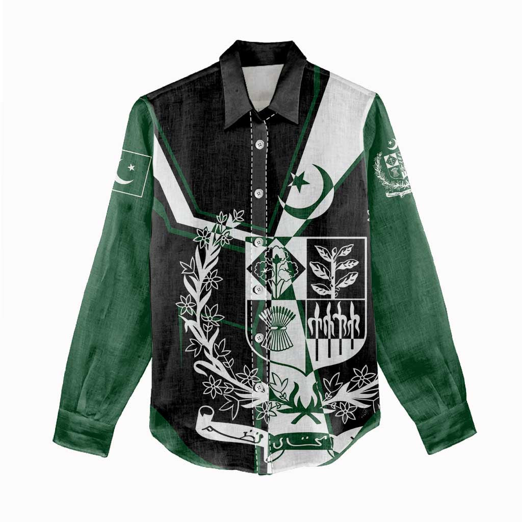 Pakistan Emblem Women Casual Shirt Eagle-Shaped Design with National Symbol