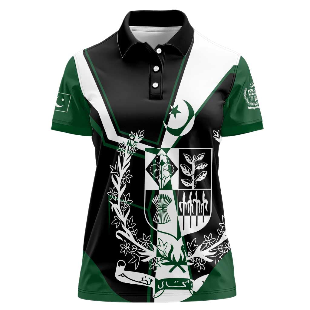 Pakistan Emblem Women Polo Shirt Eagle-Shaped Design with National Symbol