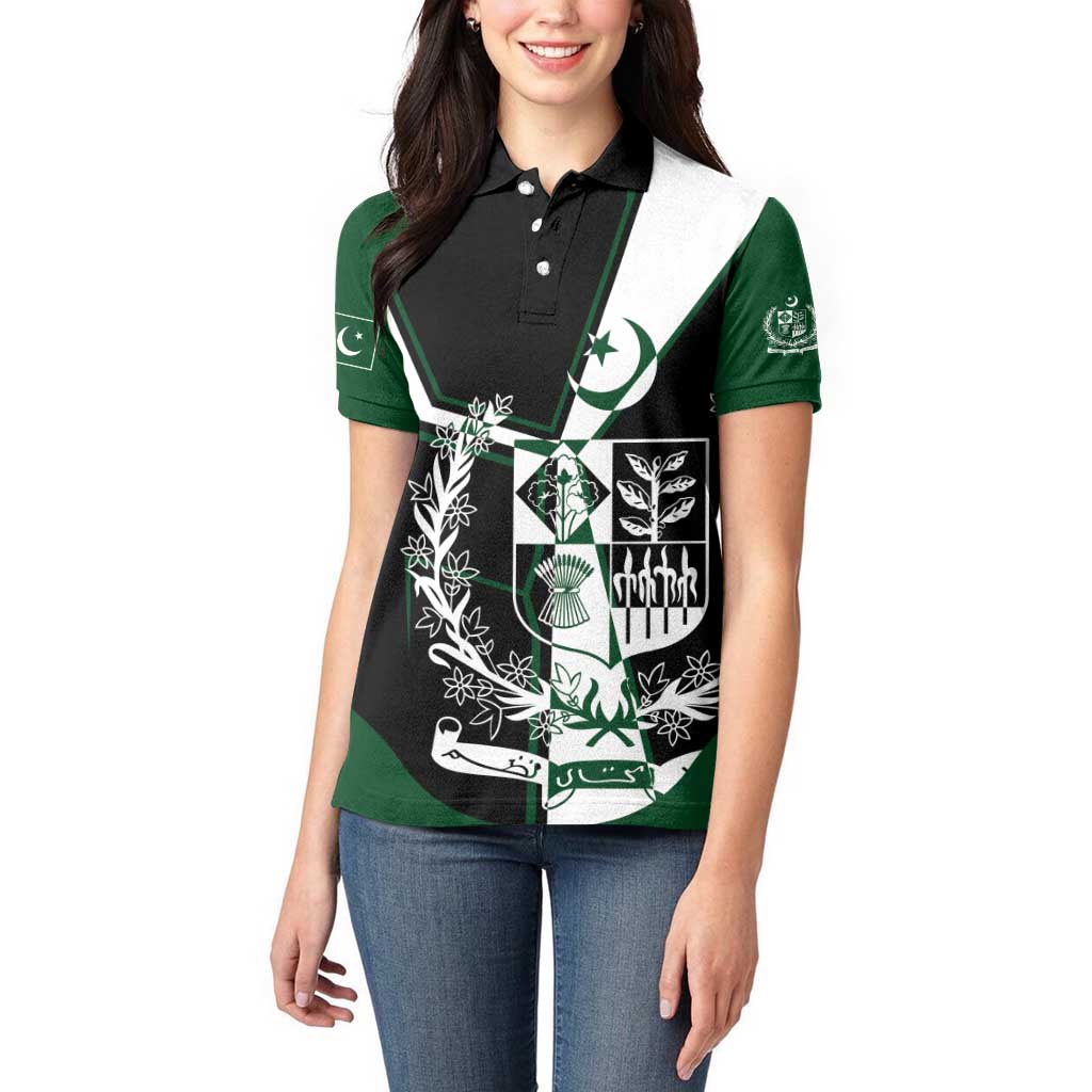 Pakistan Emblem Women Polo Shirt Eagle-Shaped Design with National Symbol