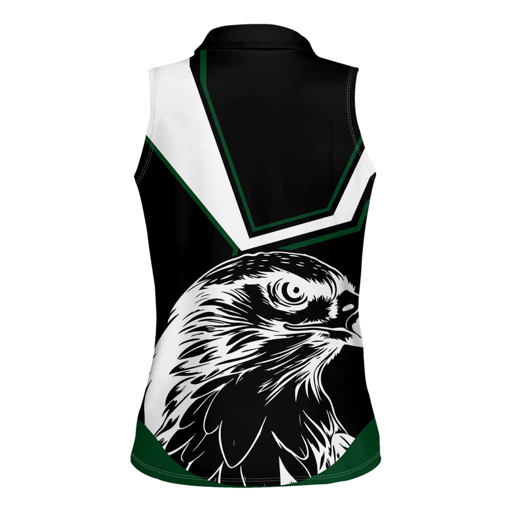Pakistan Emblem Women Sleeveless Polo Shirt Eagle-Shaped Design with National Symbol