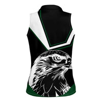 Pakistan Emblem Women Sleeveless Polo Shirt Eagle-Shaped Design with National Symbol