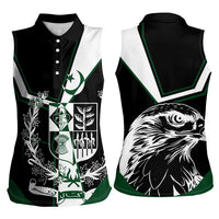 Pakistan Emblem Women Sleeveless Polo Shirt Eagle-Shaped Design with National Symbol