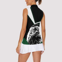 Pakistan Emblem Women Sleeveless Polo Shirt Eagle-Shaped Design with National Symbol