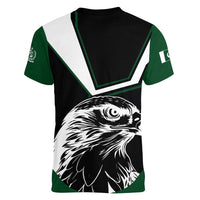 Pakistan Emblem Women V-Neck T-Shirt Eagle-Shaped Design with National Symbol