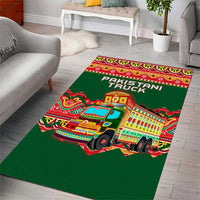 Pakistan Truck Art Area Rug National Emblem & Traditional Patterns