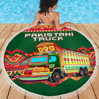 Pakistan Truck Art Beach Blanket National Emblem & Traditional Patterns