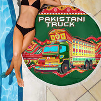 Pakistan Truck Art Beach Blanket National Emblem & Traditional Patterns