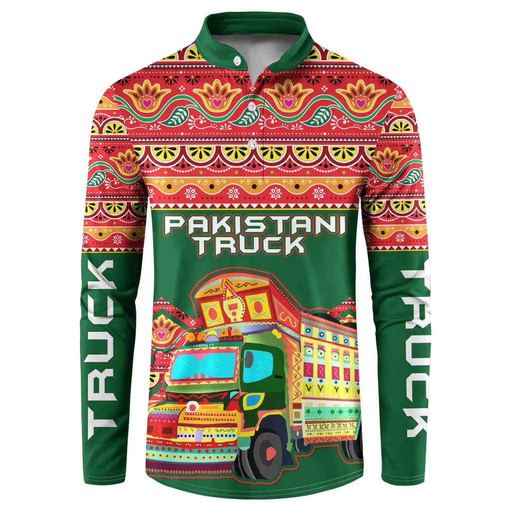 Pakistan Truck Art Button Sweatshirt National Emblem & Traditional Patterns