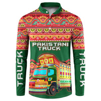 Pakistan Truck Art Button Sweatshirt National Emblem & Traditional Patterns