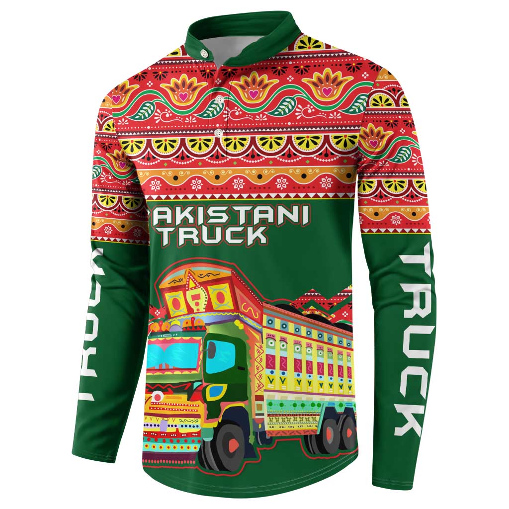 Pakistan Truck Art Button Sweatshirt National Emblem & Traditional Patterns