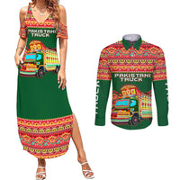 Pakistan Truck Art Couples Matching Summer Maxi Dress and Long Sleeve Button Shirt National Emblem & Traditional Patterns