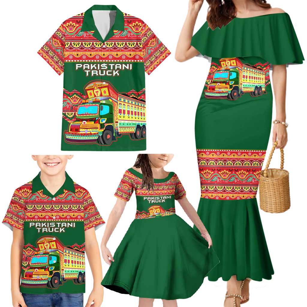 Pakistan Truck Art Family Matching Mermaid Dress and Hawaiian Shirt National Emblem & Traditional Patterns