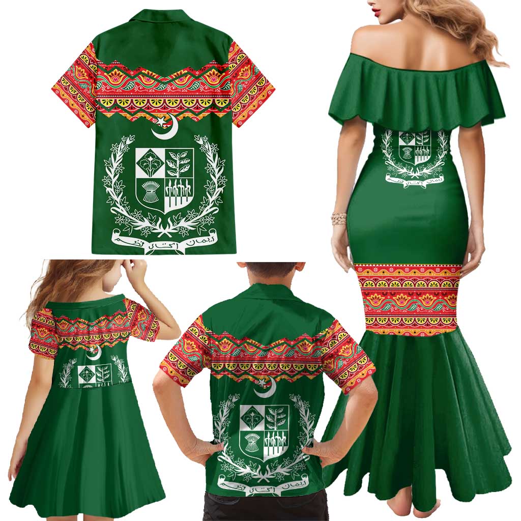 Pakistan Truck Art Family Matching Mermaid Dress and Hawaiian Shirt National Emblem & Traditional Patterns