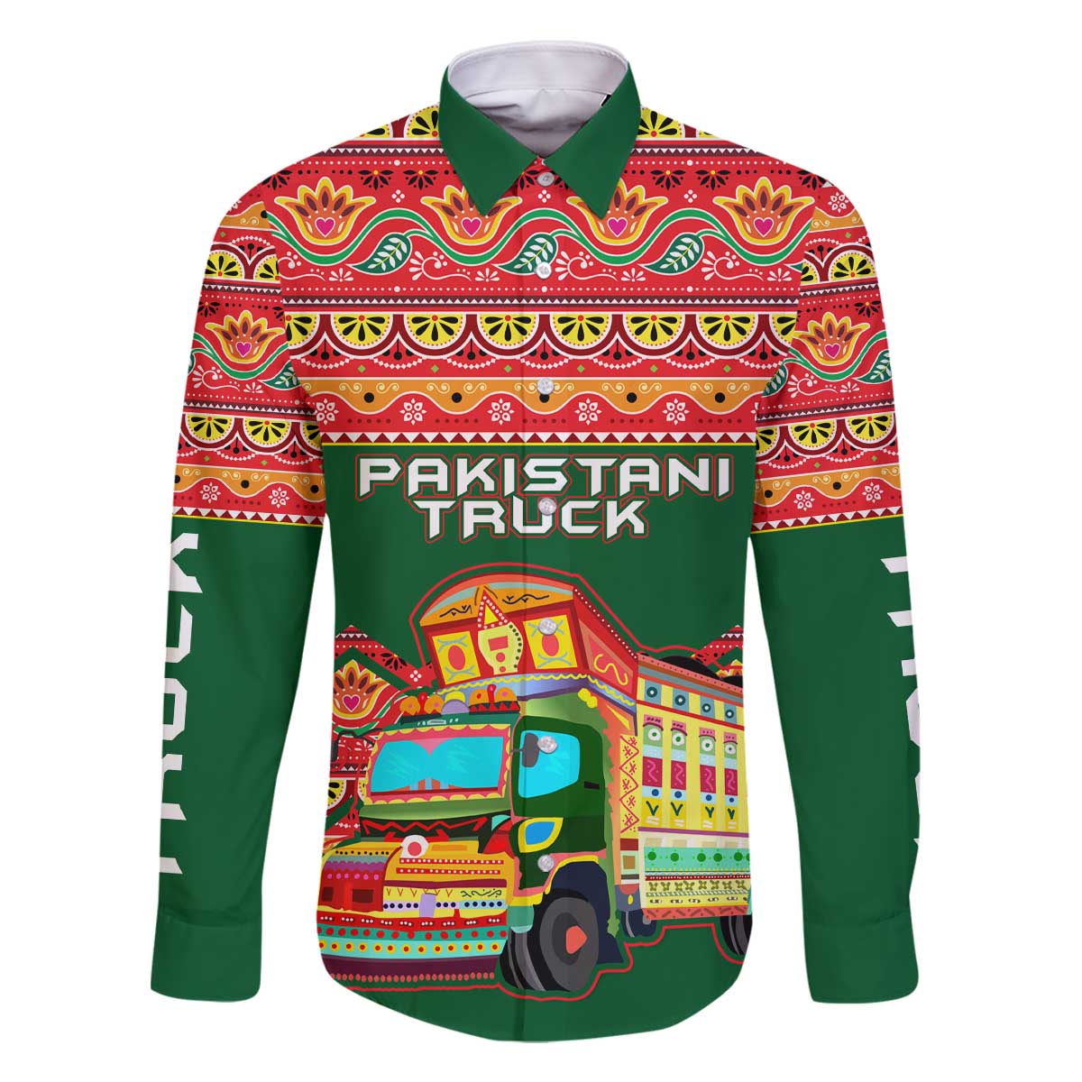 Pakistan Truck Art Family Matching Off The Shoulder Long Sleeve Dress and Hawaiian Shirt National Emblem & Traditional Patterns
