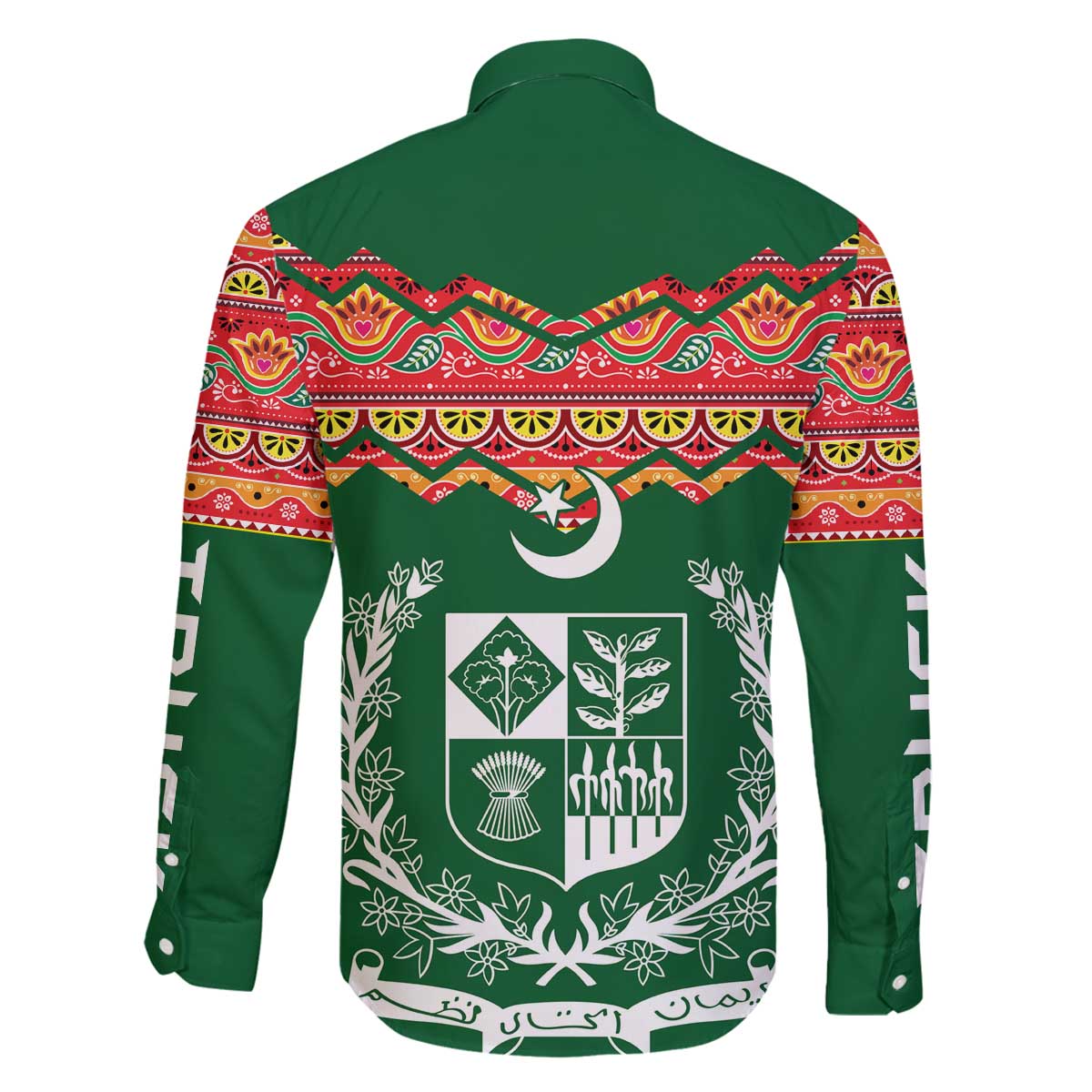 Pakistan Truck Art Family Matching Off The Shoulder Long Sleeve Dress and Hawaiian Shirt National Emblem & Traditional Patterns