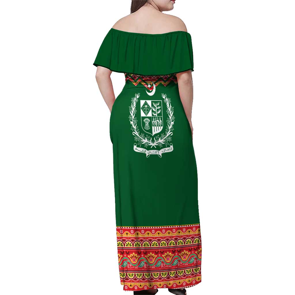Pakistan Truck Art Family Matching Off Shoulder Maxi Dress and Hawaiian Shirt National Emblem & Traditional Patterns