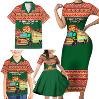 Pakistan Truck Art Family Matching Short Sleeve Bodycon Dress and Hawaiian Shirt National Emblem & Traditional Patterns
