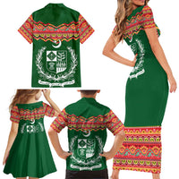 Pakistan Truck Art Family Matching Short Sleeve Bodycon Dress and Hawaiian Shirt National Emblem & Traditional Patterns