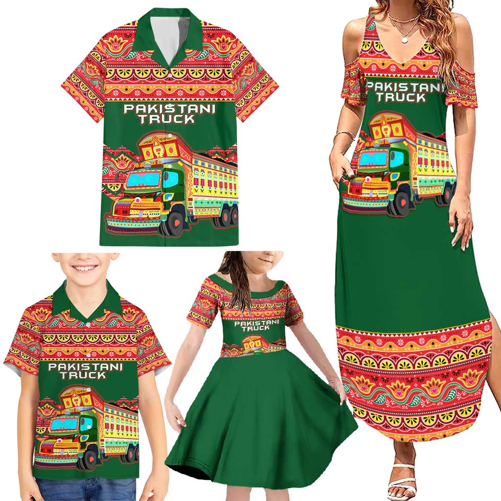 Pakistan Truck Art Family Matching Summer Maxi Dress and Hawaiian Shirt National Emblem & Traditional Patterns