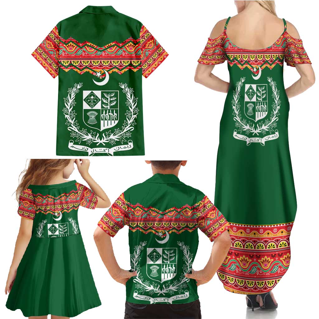 Pakistan Truck Art Family Matching Summer Maxi Dress and Hawaiian Shirt National Emblem & Traditional Patterns