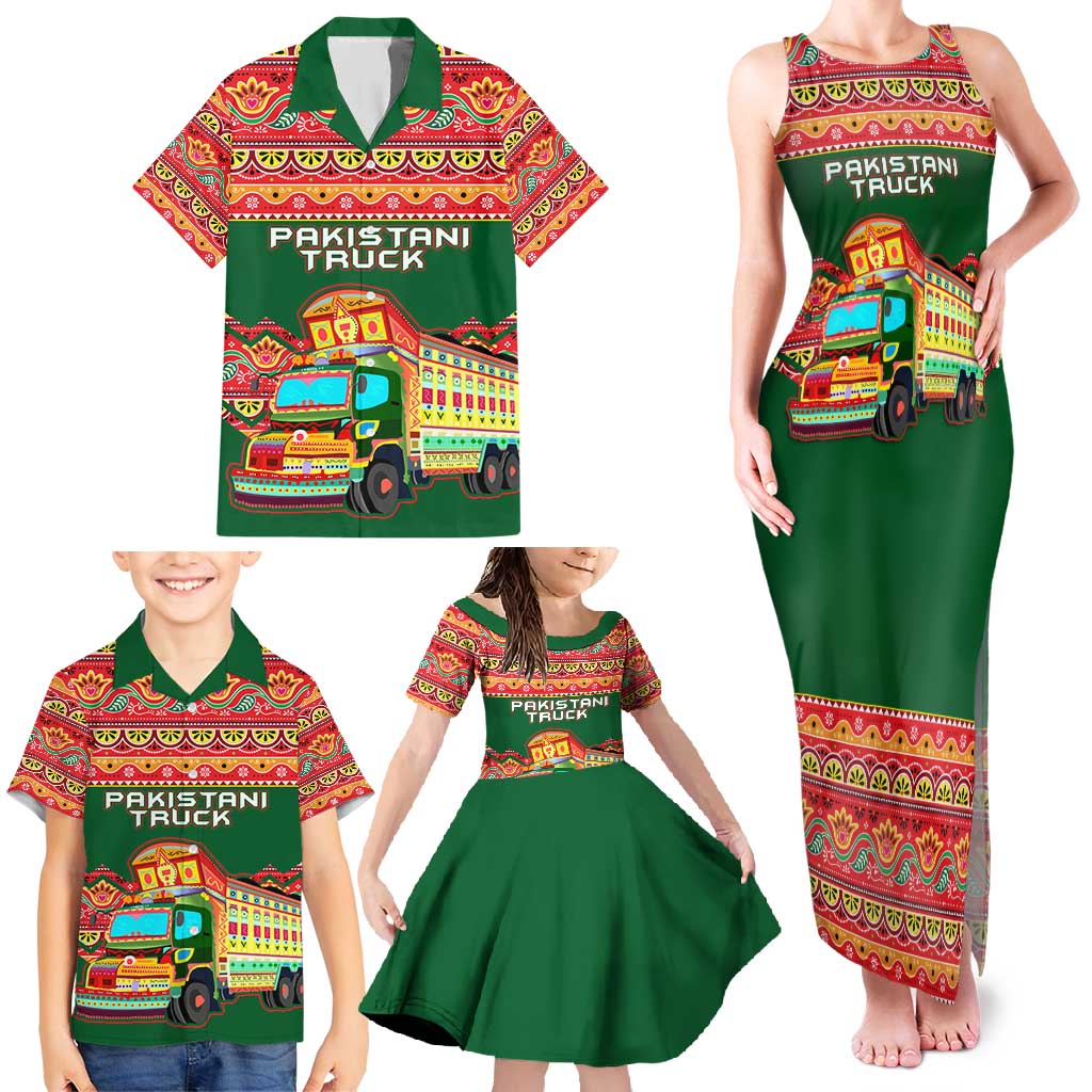 Pakistan Truck Art Family Matching Tank Maxi Dress and Hawaiian Shirt National Emblem & Traditional Patterns