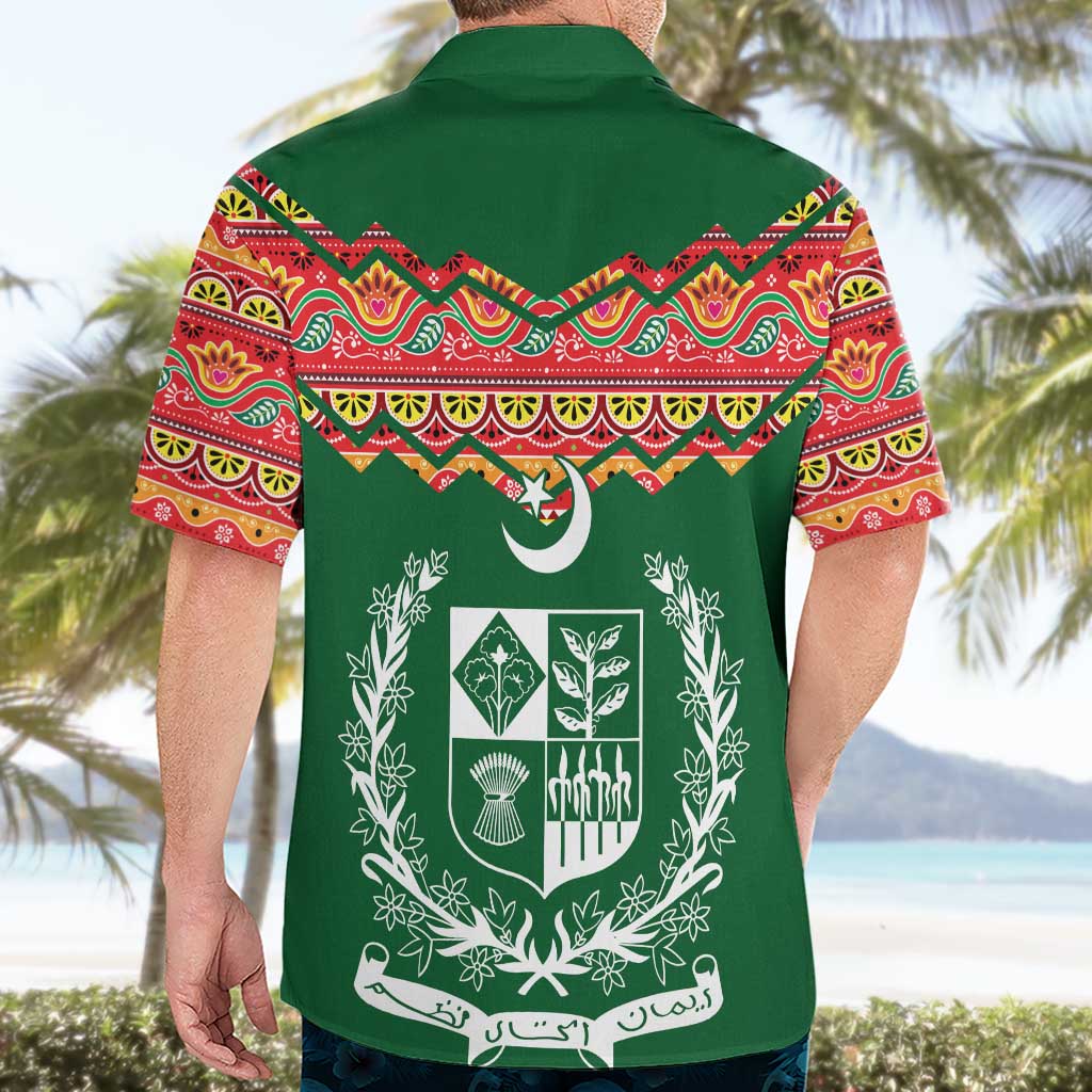 Pakistan Truck Art Hawaiian Shirt National Emblem & Traditional Patterns
