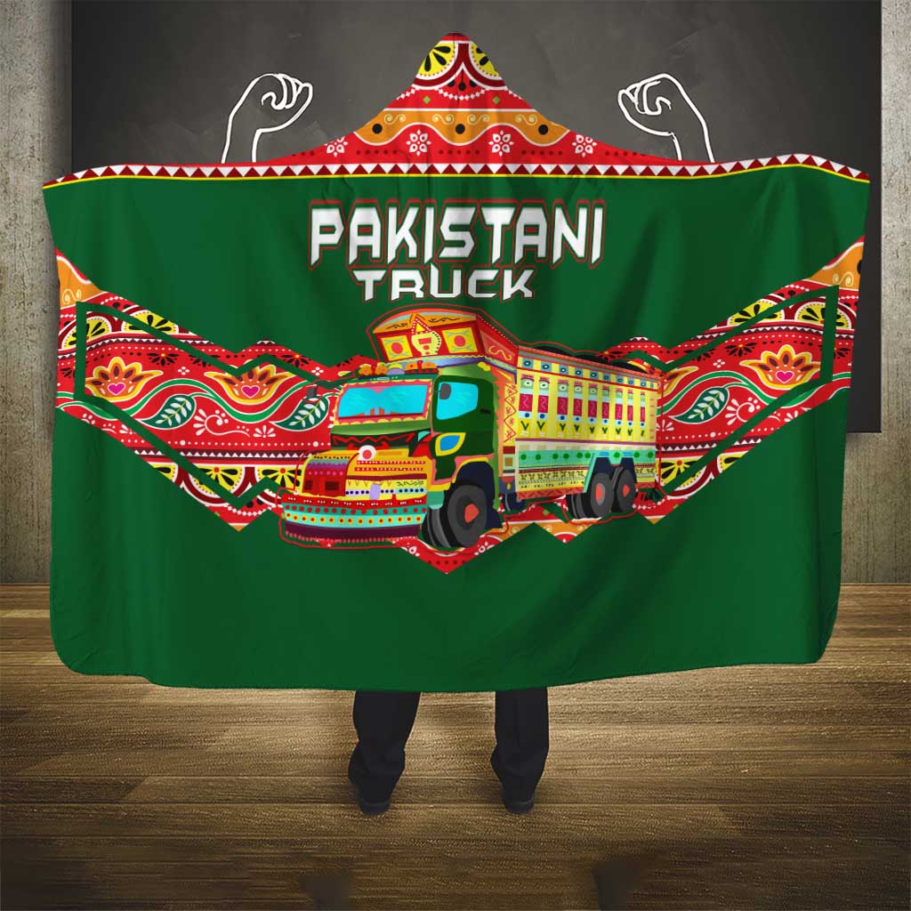 Pakistan Truck Art Hooded Blanket National Emblem & Traditional Patterns