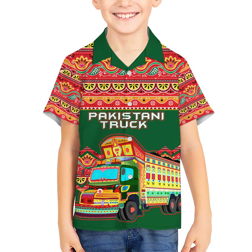Pakistan Truck Art Kid Hawaiian Shirt National Emblem & Traditional Patterns
