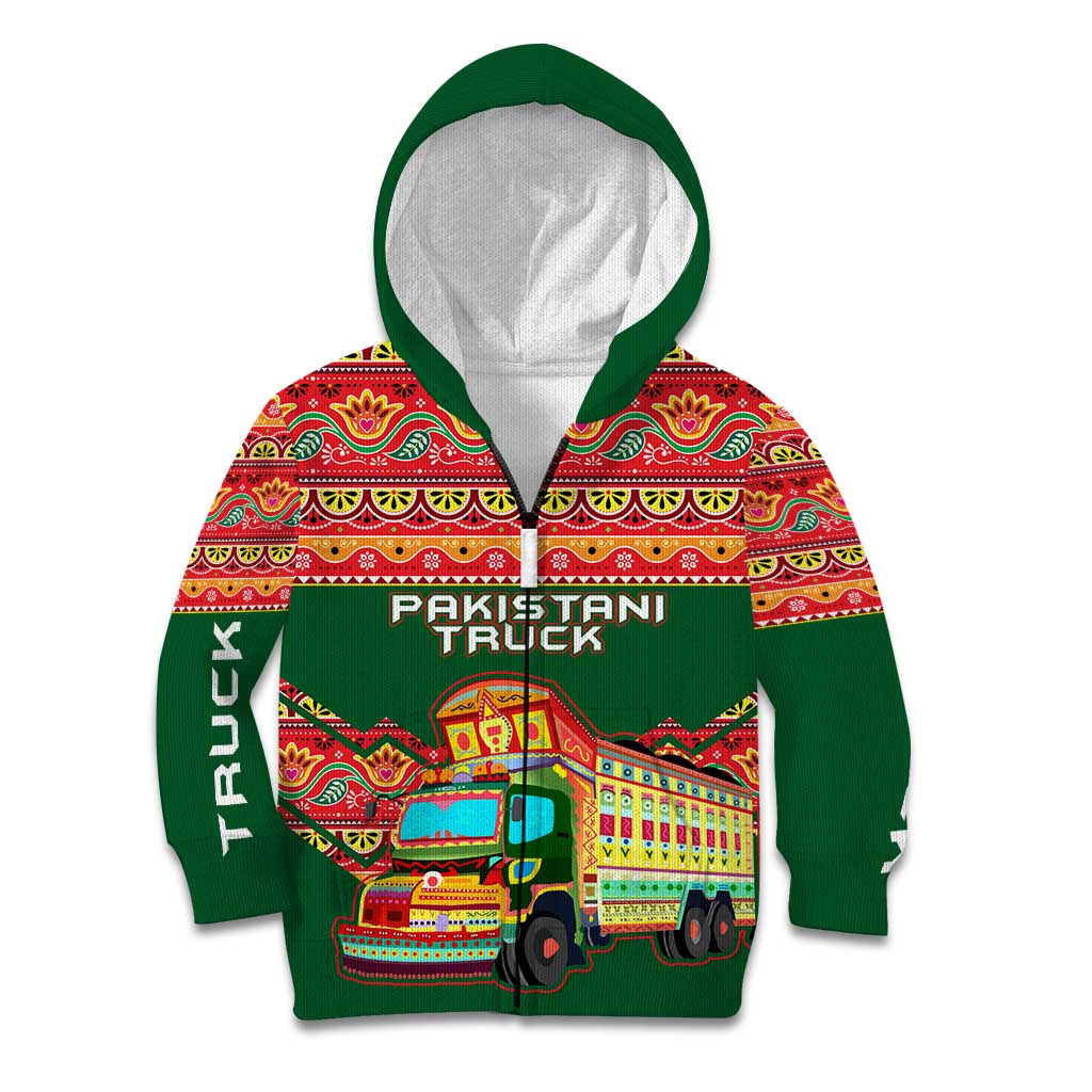 Pakistan Truck Art Kid Hoodie National Emblem & Traditional Patterns