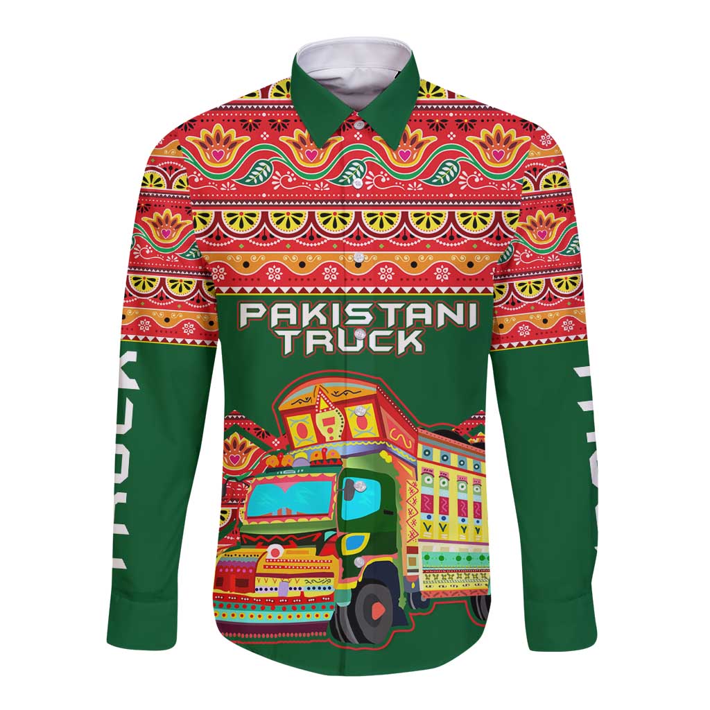 Pakistan Truck Art Long Sleeve Button Shirt National Emblem & Traditional Patterns