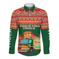 Pakistan Truck Art Long Sleeve Button Shirt National Emblem & Traditional Patterns