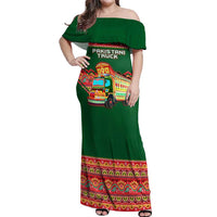Pakistan Truck Art Off Shoulder Maxi Dress National Emblem & Traditional Patterns