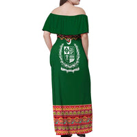 Pakistan Truck Art Off Shoulder Maxi Dress National Emblem & Traditional Patterns