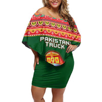 Pakistan Truck Art Off Shoulder Short Dress National Emblem & Traditional Patterns