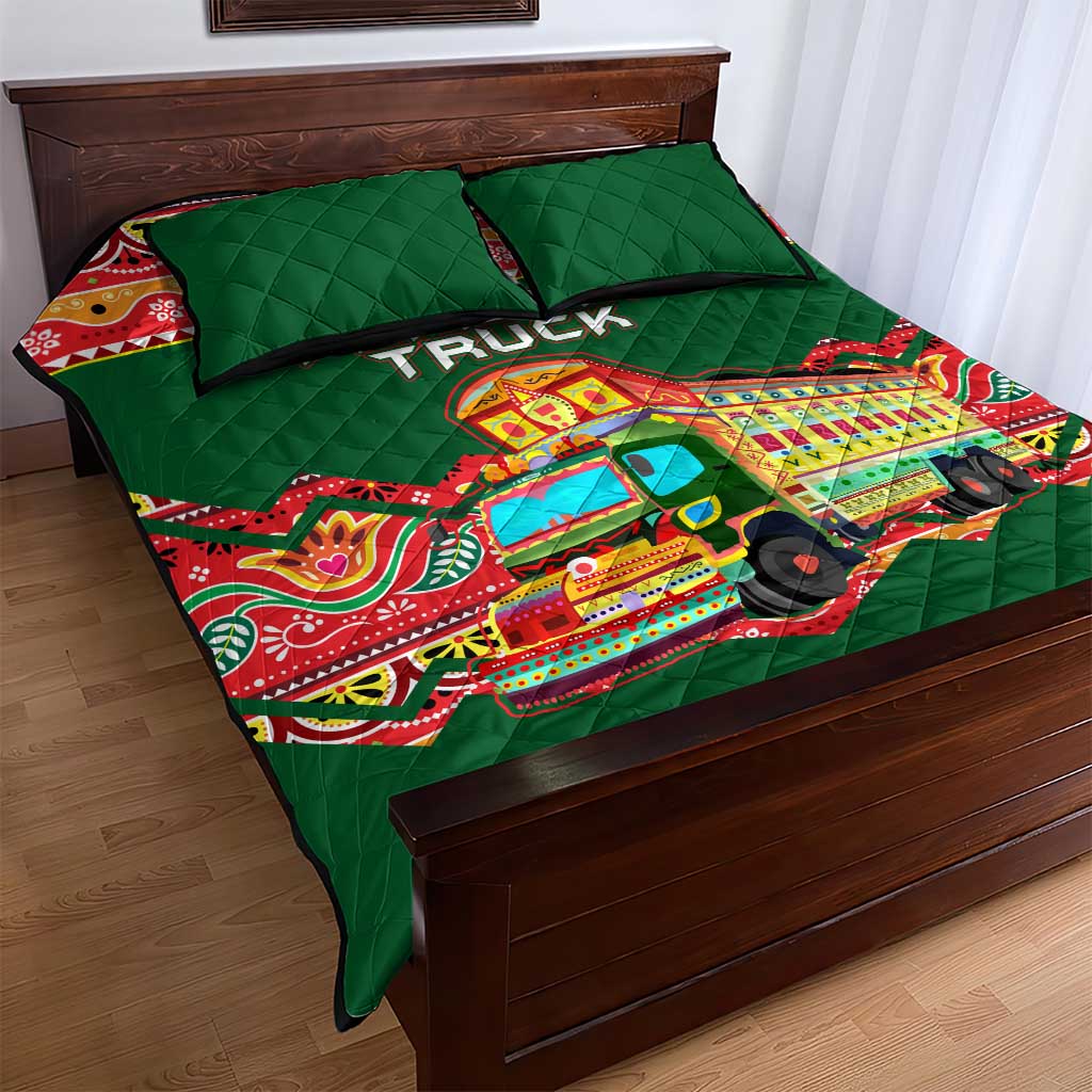Pakistan Truck Art Quilt Bed Set National Emblem & Traditional Patterns