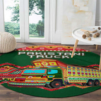 Pakistan Truck Art Round Carpet National Emblem & Traditional Patterns