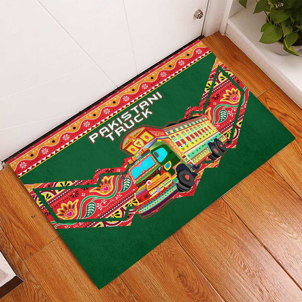 Pakistan Truck Art Rubber Doormat National Emblem & Traditional Patterns