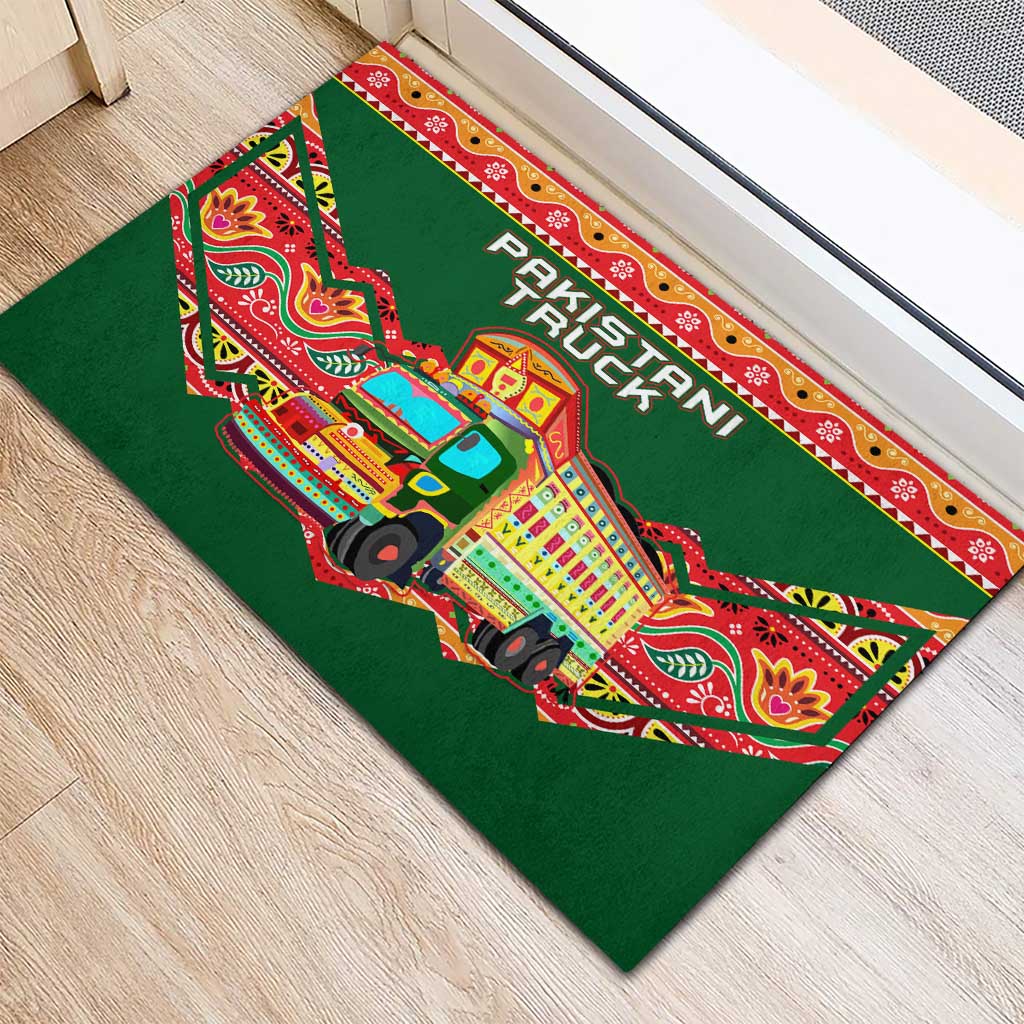 Pakistan Truck Art Rubber Doormat National Emblem & Traditional Patterns