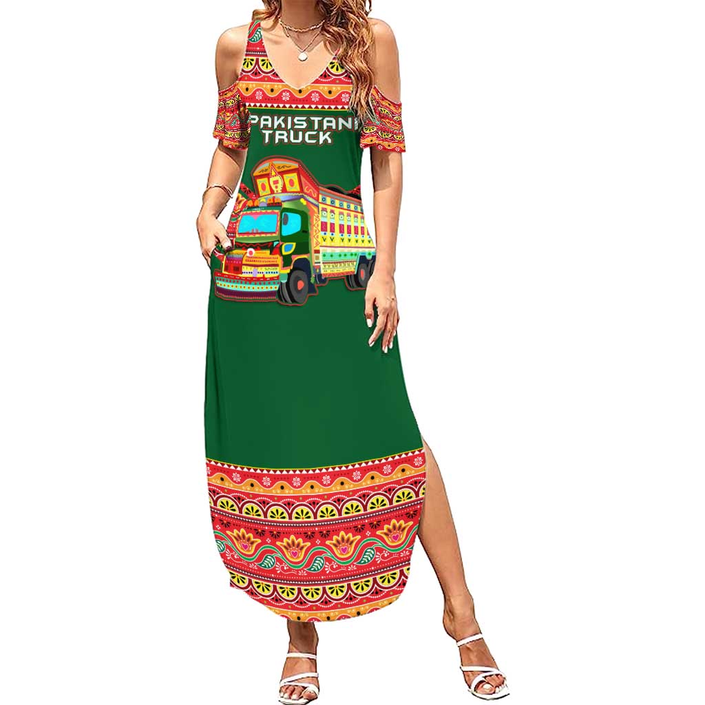 Pakistan Truck Art Summer Maxi Dress National Emblem & Traditional Patterns