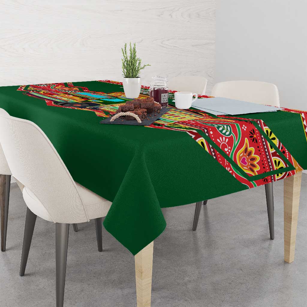 Pakistan Truck Art Tablecloth National Emblem & Traditional Patterns