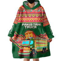 Pakistan Truck Art Wearable Blanket Hoodie National Emblem & Traditional Patterns
